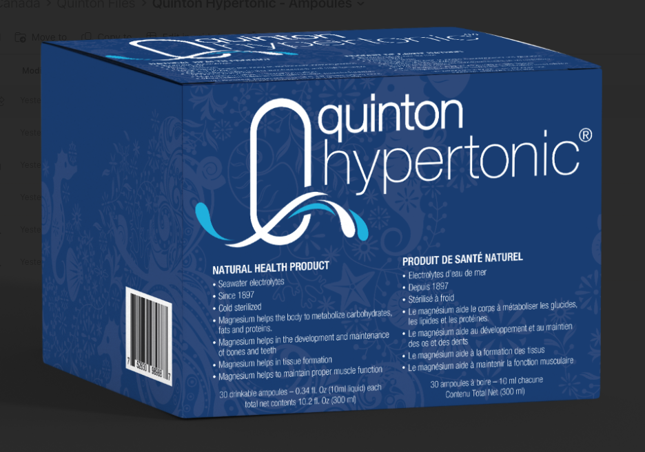 Quinton Hypertonic Seawater Electrolytes - 30 Ampoules, 10 ml (liquid) each - Image 1