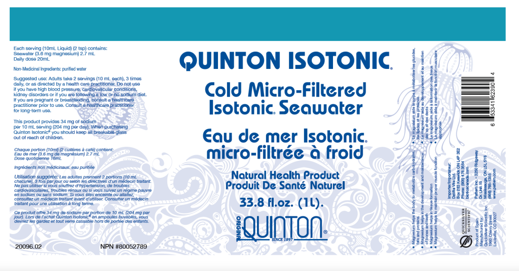 Quinton Isotonic Seawater Electrolytes 1 Litre